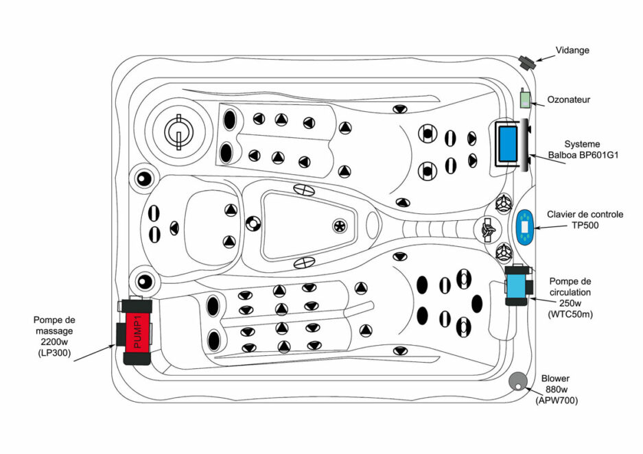 Plan du Spa Reno avec dimensions